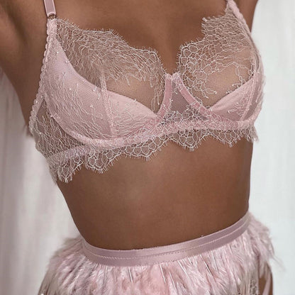 Lingerie Lace Feather Complex Heavy Industry Interwoven Five Piece Sexy Uniform