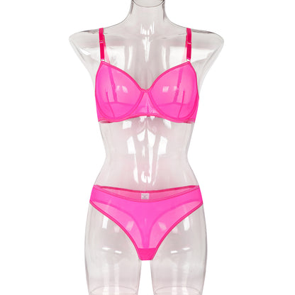 Women Clothing Popular Mesh See through Simple Suit Two Piece Sling Sexy Lingerie