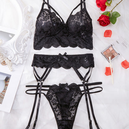 Plus Size Sexy Lingerie Set Popular Ultra Thin Lace Hollow Out Cutout out Set