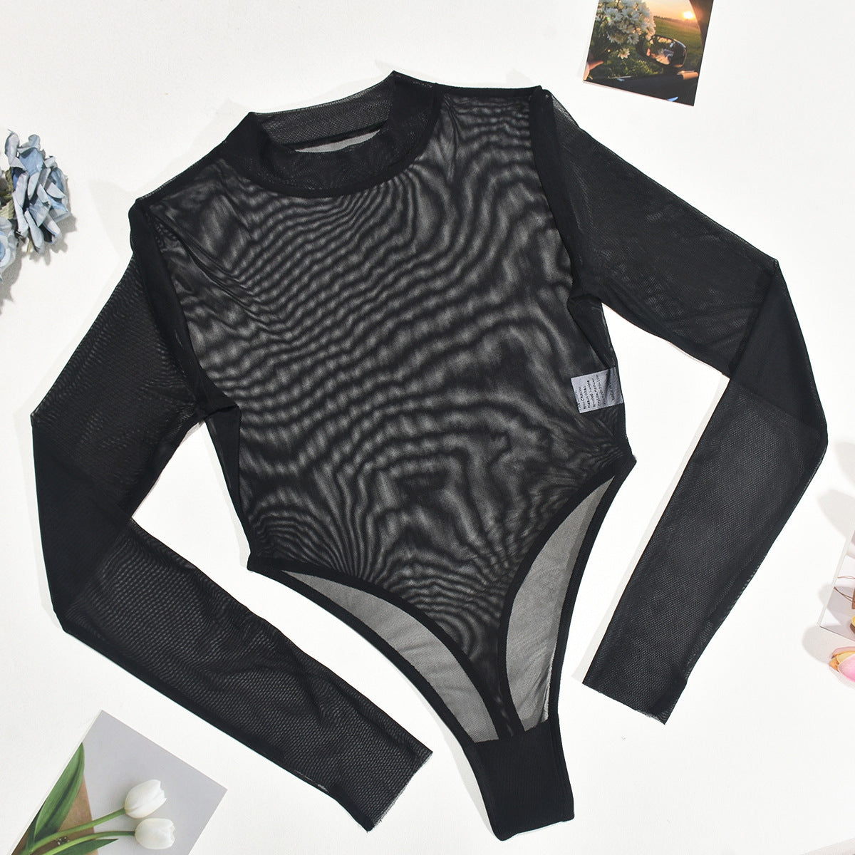 Sexy Lingerie Women Clothing Mesh See Through Sexy Comfortable Outdoor One Piece Long Sleeves