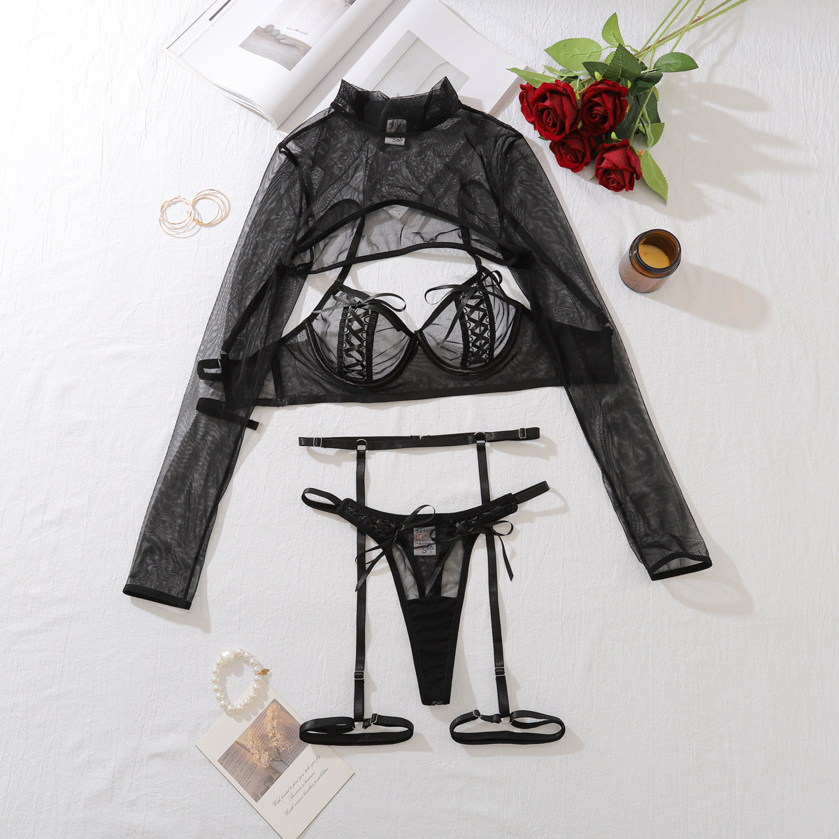 Mesh See Through Transparent Cutout Sexy Underwear Suit