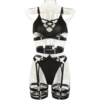 Women Solid Color Chest Lace up Cutout Sexy Suit Body Slimming
