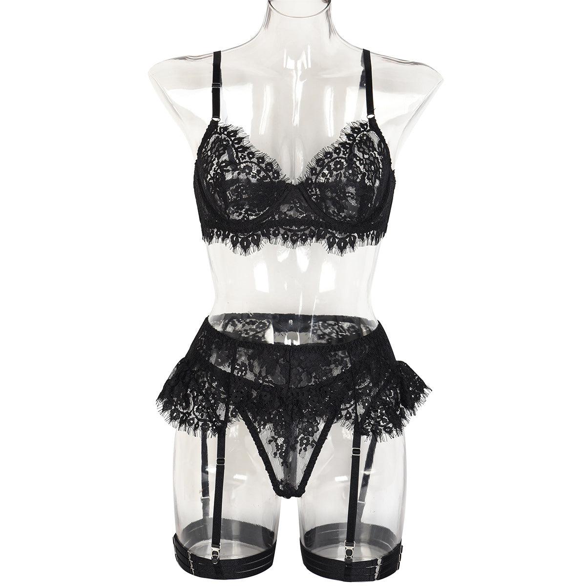 Sexy Underwear Complex Women Sexy Lace Eyelash Sling Four Piece Set
