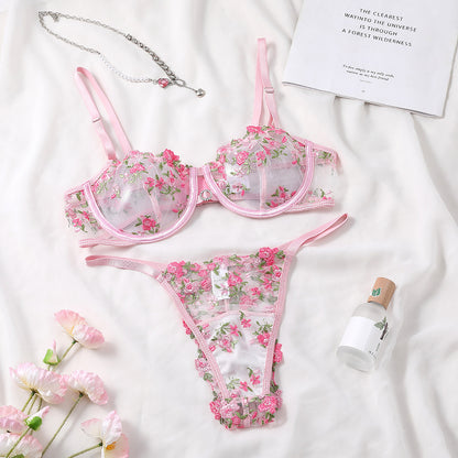 Embroidery Sexy Lingerie Sexy High Quality Diamond Sexy Bra Set Summer