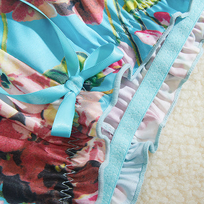 Sous-vêtements sexy en dentelle transparente, soutien-gorge et short, ensemble deux pièces