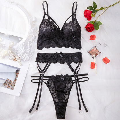 Plus Size Sexy Lingerie Set Popular Ultra Thin Lace Hollow Out Cutout out Set