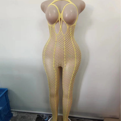 Rhinestone Sexy Lingerie Shiny Starry Diamond Fishnet Clothes