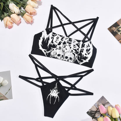 Summer Printed Sexy Bare Back Cross Strap Sexy Uniform Suit Dew Pp