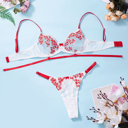 Ropa de mujer sexy Ropa interior bordada floral Sujetador Traje sexy