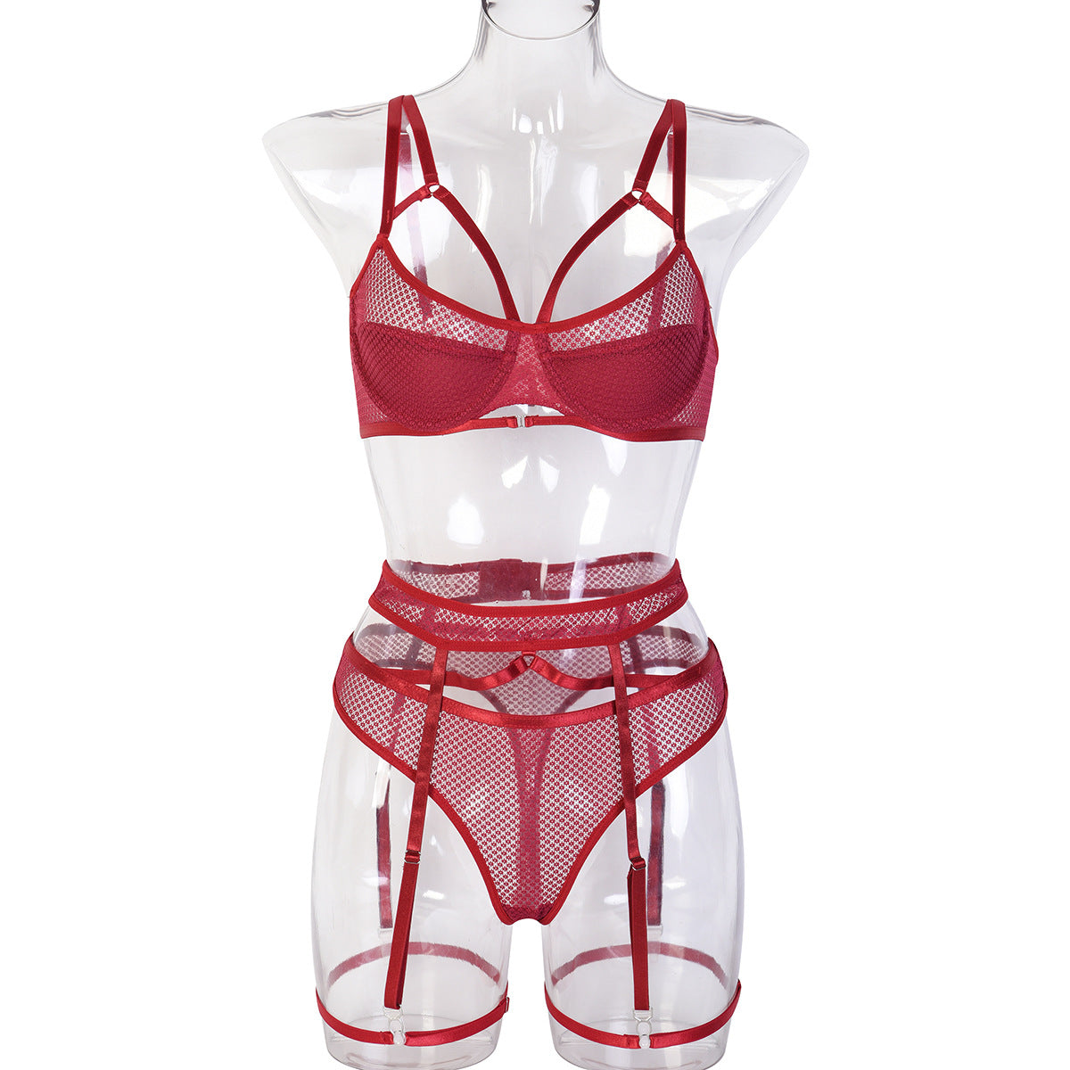 Sexy 4 Piece Autumn Lace Waist Seal Underwear Sets Assembly Leg Ring