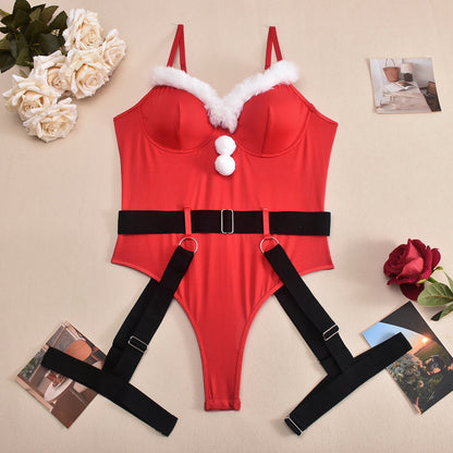 Christmas Series Christmas Sexy Jumpsuit with Leg Ring Sexy Christmas Gift