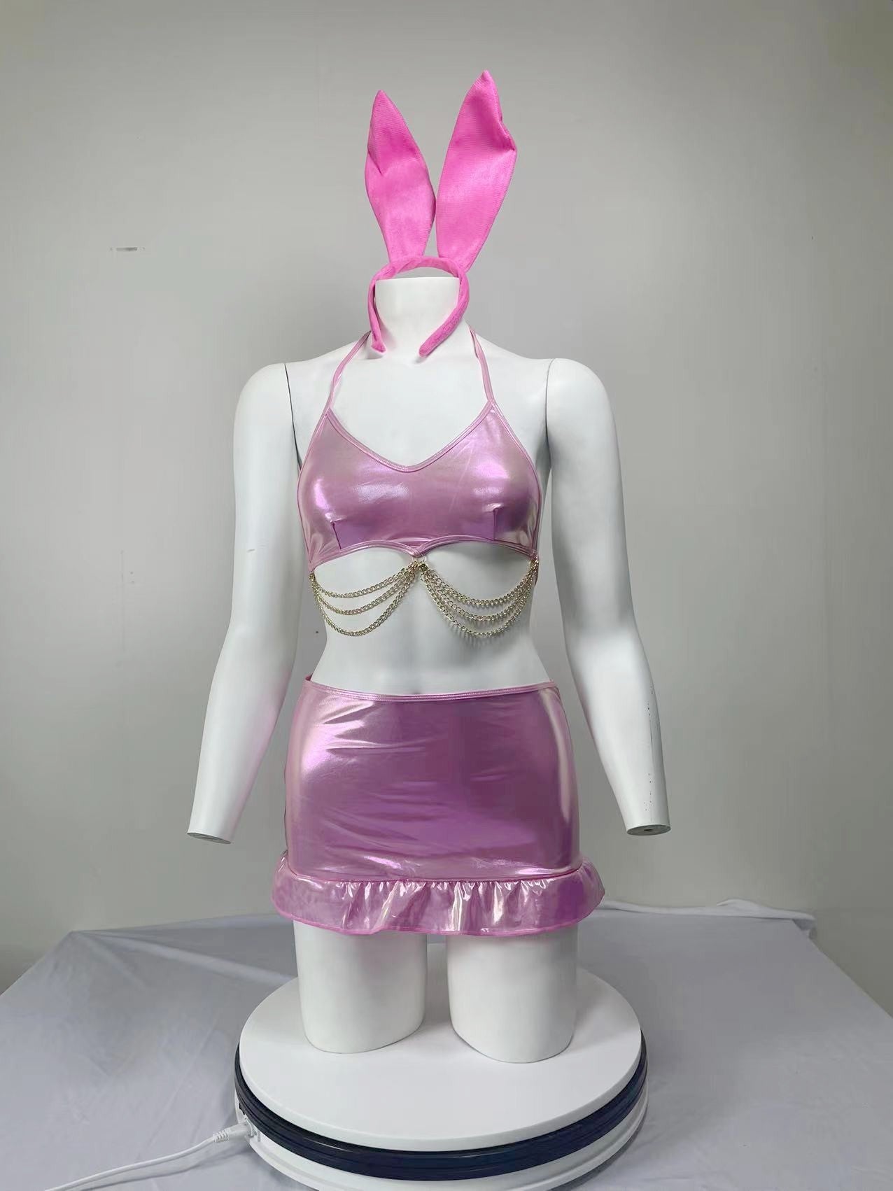Flash Metal Chain Lotus Leaf Hip Heavy Craft Sexy Dance Sexy Suit