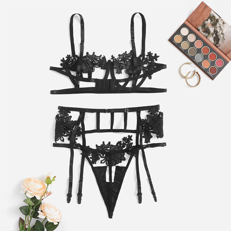 Sexy Lingerie Lace Cutout Underwear Set Seduction Sexy T Back