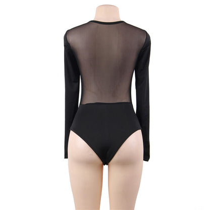 Plus Size Sexy Lingerie Sexy Long-Sleeved Jumpsuit Can Be Worn outside