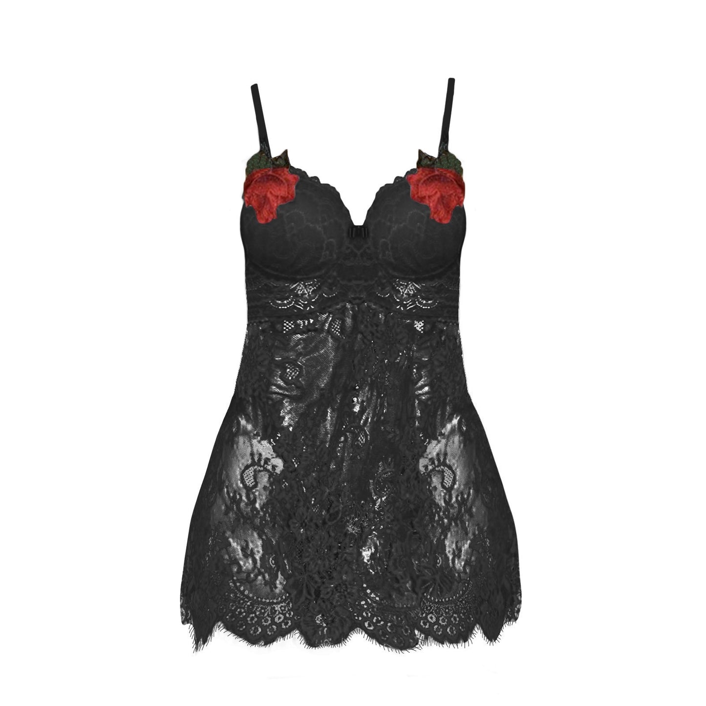 Sexy Mesh Dark Grain Thin Transparent Nightdress Sexy Suit