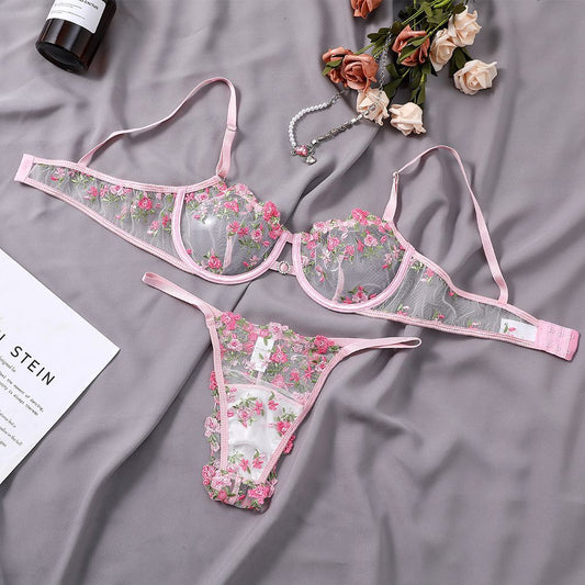 Embroidery Sexy Lingerie Sexy High Quality Diamond Sexy Bra Set Summer