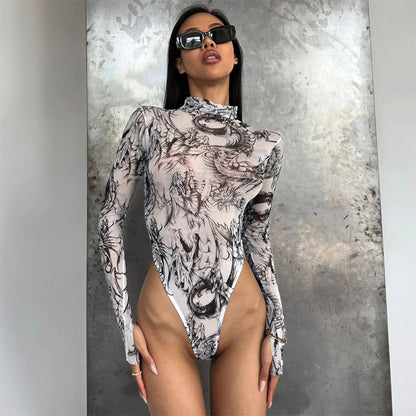 Combinaison de Lingerie Sexy teinte par nouage, combinaison moulante, vêtements d'extérieur, body une pièce