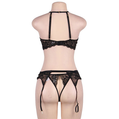 Sexy Lingerie Halter Dew Garter Sexy Lace Suit with Steel Ring