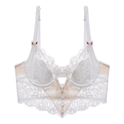 bralette Summer Eyelash Lace Sexy Lingerie Women Body Shaping Thin Push up Hollow Out Cutout Long Back Bra