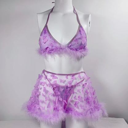 Butterfly Sheer Mesh Burr Sexy Suit