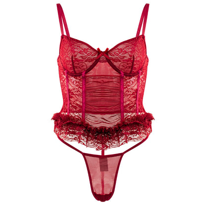 Sous-vêtements sexy, soutien-gorge fin, taille basse, ceinture fine, dos en T, dentelle, musculation, costume deux pièces fendu