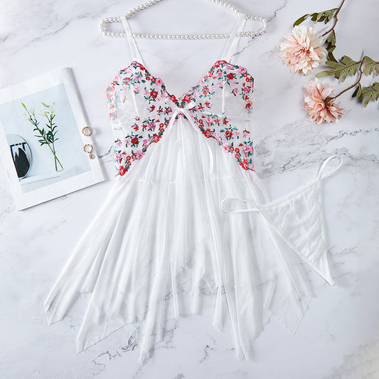 Sexy Seduction Sexy Lingerie Set Lace Mesh See through One Piece Pajamas Women