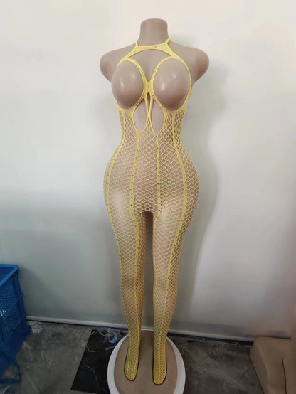 Rhinestone Sexy Lingerie Shiny Starry Diamond Fishnet Clothes