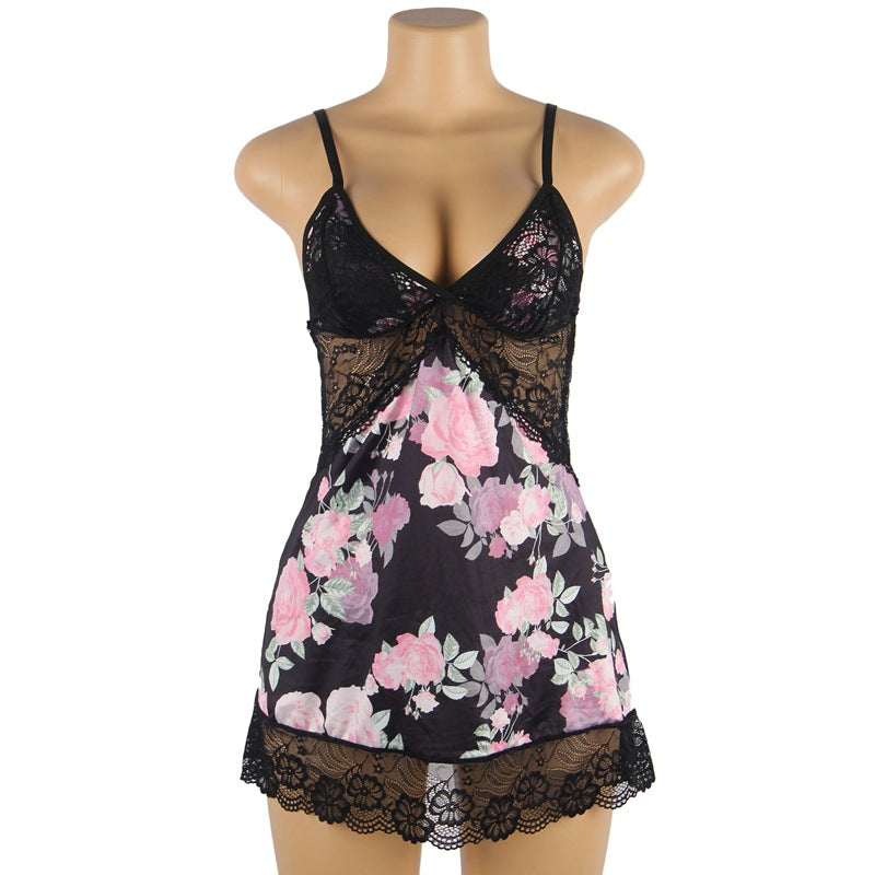 Sexy Lingerie Embroidered Stitching Lace Sexy Slip Nightdress