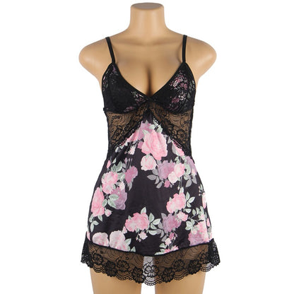 Sexy Lingerie Embroidered Stitching Lace Sexy Slip Nightdress