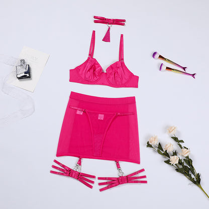 Popular Tassel Collar Hip Skirt Sexy Lingerie Suit With Gloves