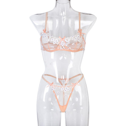 Sexy Lingerie Set Three Dimensional Floral Embroidery Summer Sexy Women