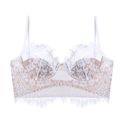 bralette Summer Small Sling Lace Sexy Lingerie Soft Underwire Push up Big Chest Show Small Thin U Shaped Backless Bra
