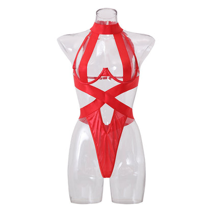 Sexy Nude Back Large Bandage Jumpsuit Sexy Lingerie Set