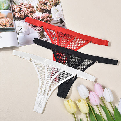 Sexy Underwear Women Fishnet Low Waist Adjustable Pant Belt Comfortable See through Lady Sexy T Back