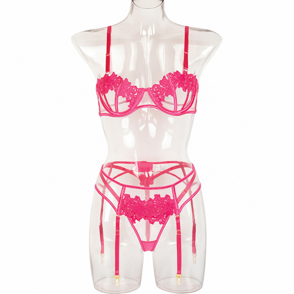 Sexy Three Piece Set Hollow Out Cutout Sexy Sexy Lingerie Three Piece Set