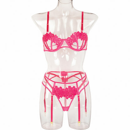Sexy Three Piece Set Hollow Out Cutout Sexy Sexy Lingerie Three Piece Set