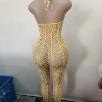 Rhinestone Sexy Lingerie Shiny Starry Diamond Fishnet Clothes