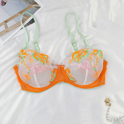 Ensemble de sous-vêtements Ultra fins en maille brodée, couture transparente, soutien-gorge en dentelle, ensemble deux pièces Sexy