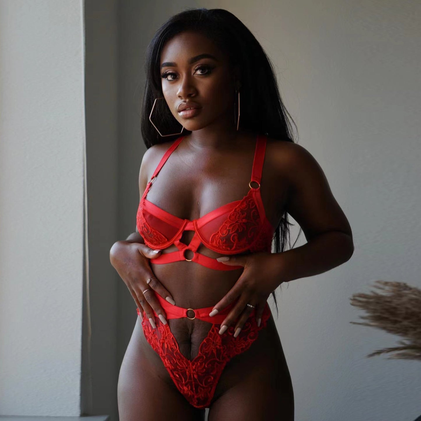 Sexy Lingerie Set Autumn Lace Mesh Patchwork Sexy Sexy Suit