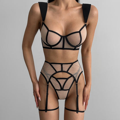 Sexy Four Piece Set Sexy Comfortable Perspective Mesh Underwear Set