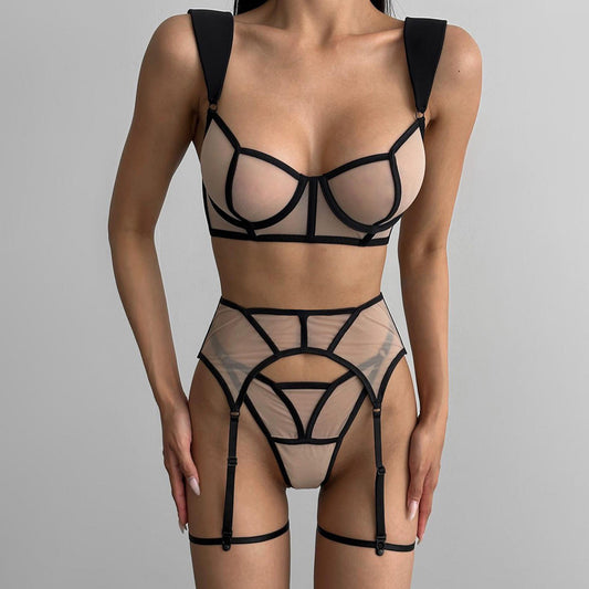 Sexy Four Piece Set Sexy Comfortable Perspective Mesh Underwear Set