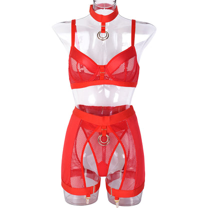 Ensemble de sous-vêtements quatre pièces, cerceau en fer haut de gamme, joint de taille pour le cou