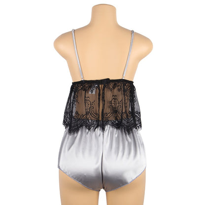 Plus Size Sexy Lingerie Sexy Artificial Silk Lace Pajamas Set