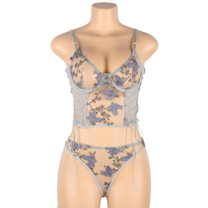 Plus Size Underwear Sexy Lace See-through Embroidery Sexy Suit