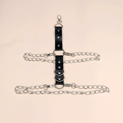 Sexy Punk Chain Leather Belt Gothic  Harness Black Hip Hop Leg Strap Uni PU Leather Rivet Belt Leg Ring Gay Harness Accessory