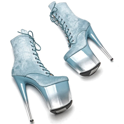 20CM/8inches Suede Upper lady ankle boots High Heel crystal  platform Pole Dance boot