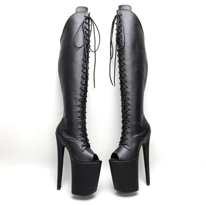 23CM/9inches  matte PU upper y boots Open Toe High Heels Platform Pole Dance shoes