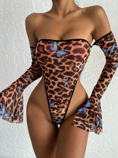 erfly Ruffled Sleeves y Bodysuit Sheer Lace Off Shoulder One Piece Tops Bodycon Teddy Tight Fitting Bodi