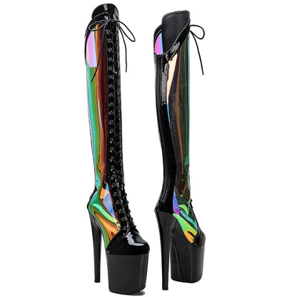 20CM/8inches TPU with patent Pole dancing shoes High Heel platform Pole Dance boot