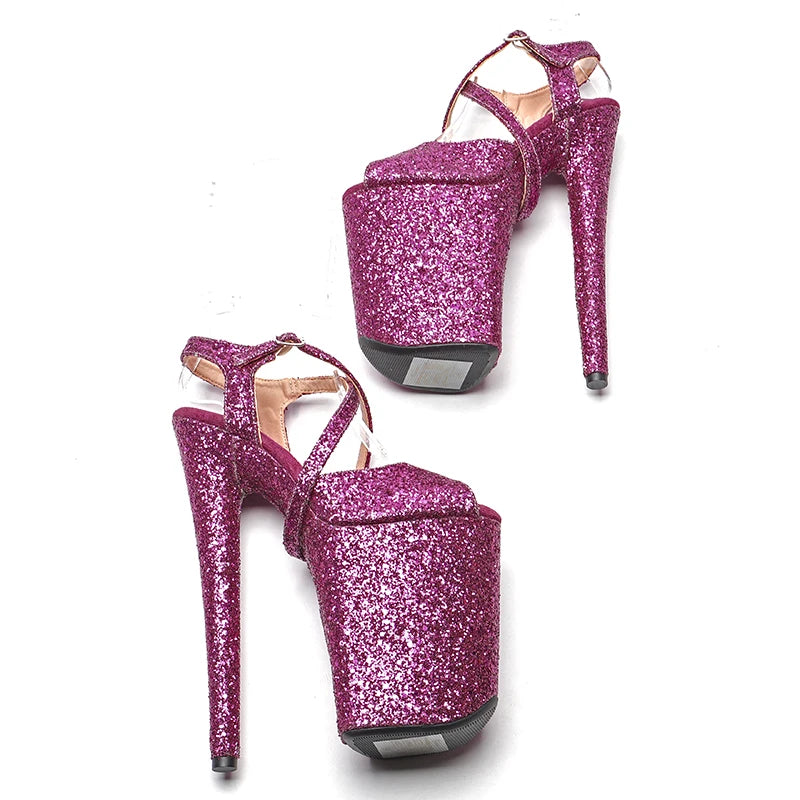23CM / 9inches  Glitter  fashion  Platform High Heels Sandals Pole Dance shoes